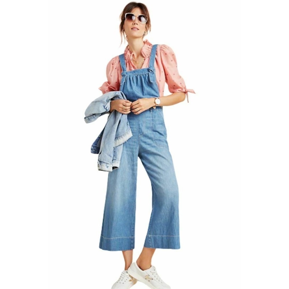 Pilcro and Letterpress Wide Leg Cropped Overalls